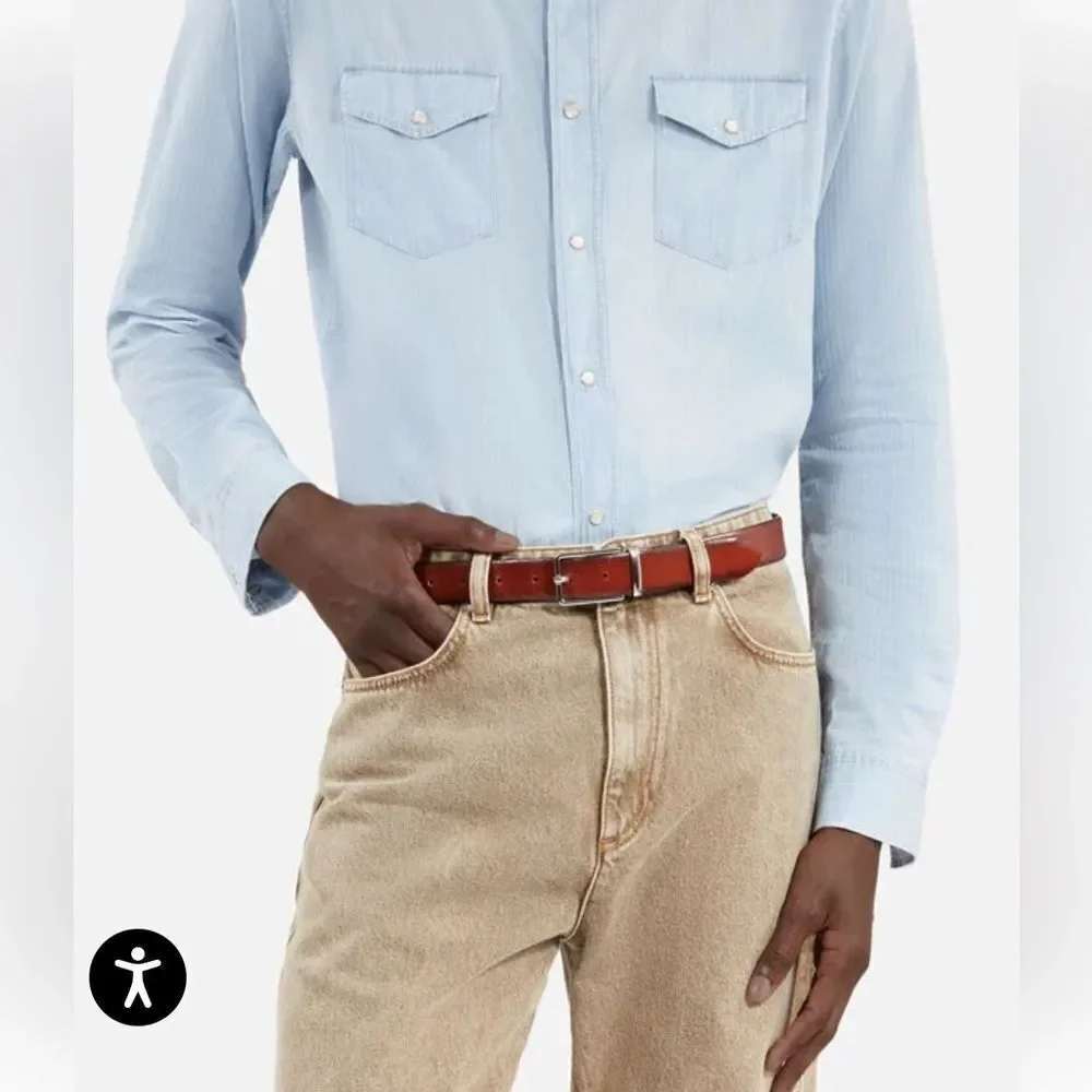 $195 The Kooples REVERSIBLE TWO-TONE LEATHER BELT NWT